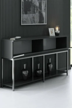 Credenza antracite e argento 150x30x80h cm 2 ante - Basilia