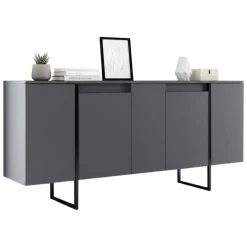 Credenza antracite e nera moderna 160x35x80h cm 4 ante - Arta
