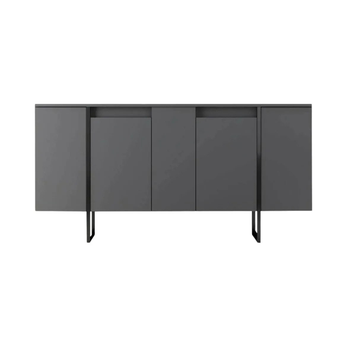 Credenza antracite e nera moderna 160x35x80h cm 4 ante - Arta