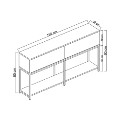 Credenza antracite e oro 160x35x80h cm 4 ante - Arta