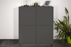 Credenza antracite lucida 100x41x126h cm 4 ante - Ara