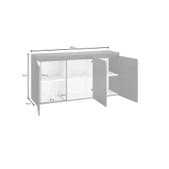Credenza antracite lucida 160x41x86h cm 2 ante e 3 cassetti - Aysha