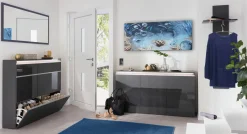 Credenza antracite lucida 160x41x86h cm 2 ante e 3 cassetti - Aysha