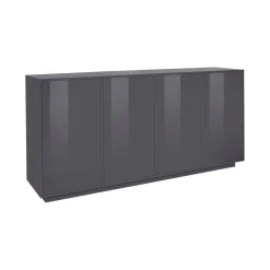 Credenza antracite lucida 180x41x86h cm 4 ante - Aulina