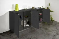 Credenza antracite lucida 180x41x86h cm 4 ante - Aulina