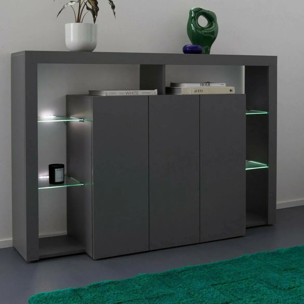 Credenza antracite 150x40x100h cm 3 ante - Bagnasco