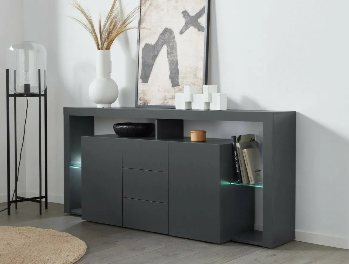 Credenza antracite 180x44x86h cm 2 ante e 3 cassetti - Avelignese