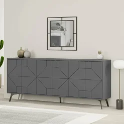 Credenza antracite 183x35x77h cm 6 ante - Earl