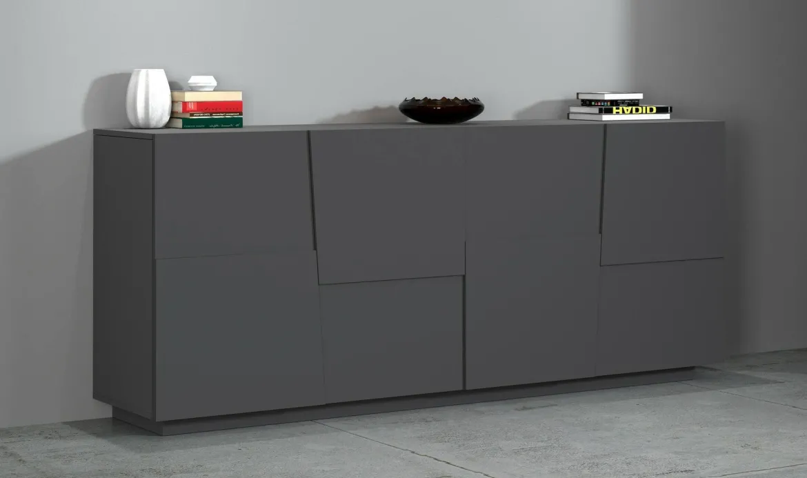 Credenza antracite 220x40x80h cm 4 ante - Atak
