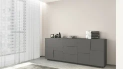 Credenza antracite 220x44x86h cm 4 ante e 3 cassetti - Astel