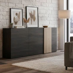 Credenza ardesia e noce 181x44x86h cm 3 ante - Jerry