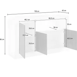 Credenza ardesia 138x42x86h cm 3 ante - Dolphin