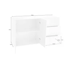 Credenza ardesia 142x44x86h cm 2 ante e 3 cassetti - Aydee
