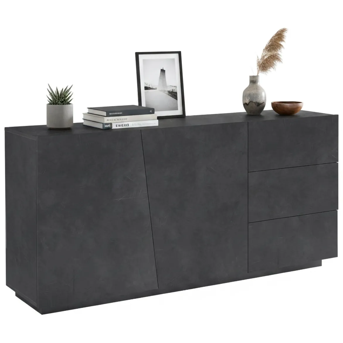Credenza ardesia 180x43x86h cm 2 ante e 3 cassetti - Ariet