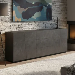 Credenza ardesia 220x43x86h cm 4 ante e 3 cassetti - Ayrton