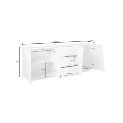Credenza ardesia 220x43x86h cm 4 ante e 3 cassetti - Ayrton
