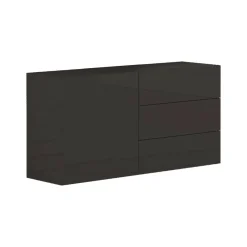 Credenza bassa antracite lucida 110x40x47h cm 1 anta e 3 cassetti - Adana