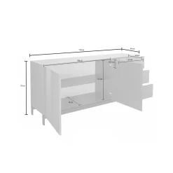 Credenza bassa antracite lucida 170x40x60h cm 3 ante e 1 cassetto - Arina