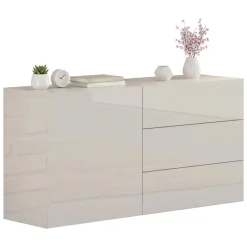 Credenza bassa bianco lucida 110x40x35h cm 1 anta e 3 cassetti - Benvenuta