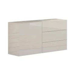 Credenza bassa bianco lucida 110x40x47h cm 1 anta e 3 cassetti - Adana