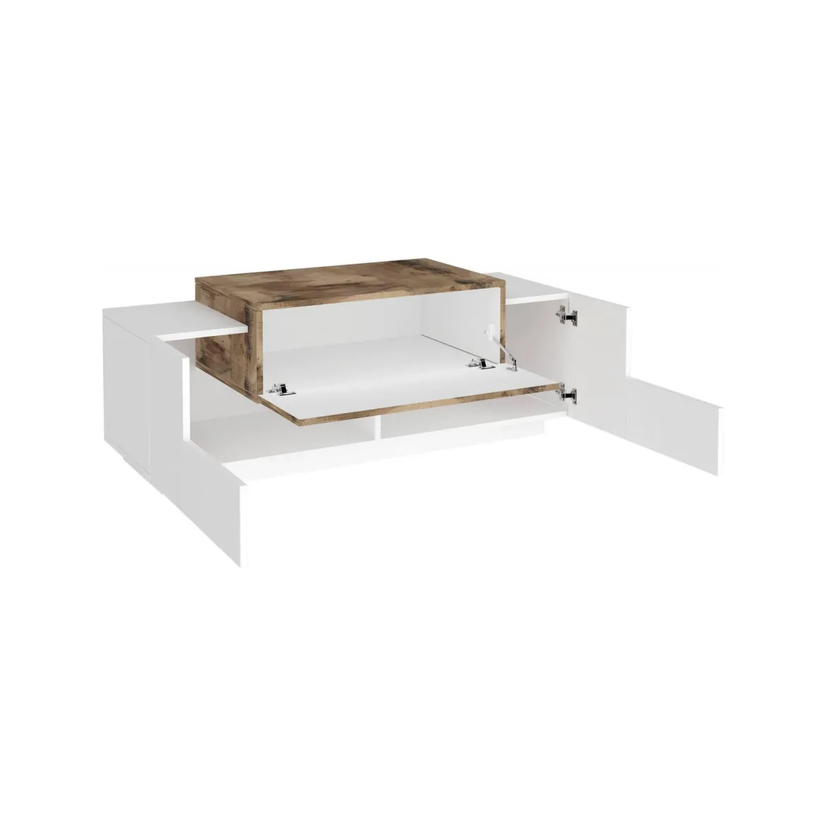 Credenza bassa bianco lucida e ardesia 120x45x46h cm 3 ante - Aspera