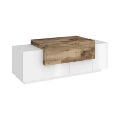 Credenza bassa bianco lucida e ardesia 120x45x46h cm 3 ante - Aspera
