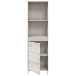 Credenza Beige Bianco Anticato Cassetti 3 Ripiani 49x28x174h cm, Apertura Push Pull - Spineda