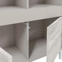 Credenza Beige Bianco Cassetti 3 Ripiani 78x33x134h cm, Apertura Push Pull - Mezzate