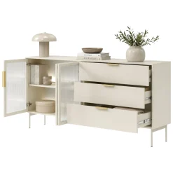 Credenza Beige Cashmere oro un Ripiano 3 Cassetti 181x39x83h cm, 2 Ante - Hara