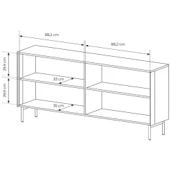 Credenza Beige Cashmere Trasparente 4 Ripiani Apertura Battente 181x39x83h cm, 4 Ante - Hapa