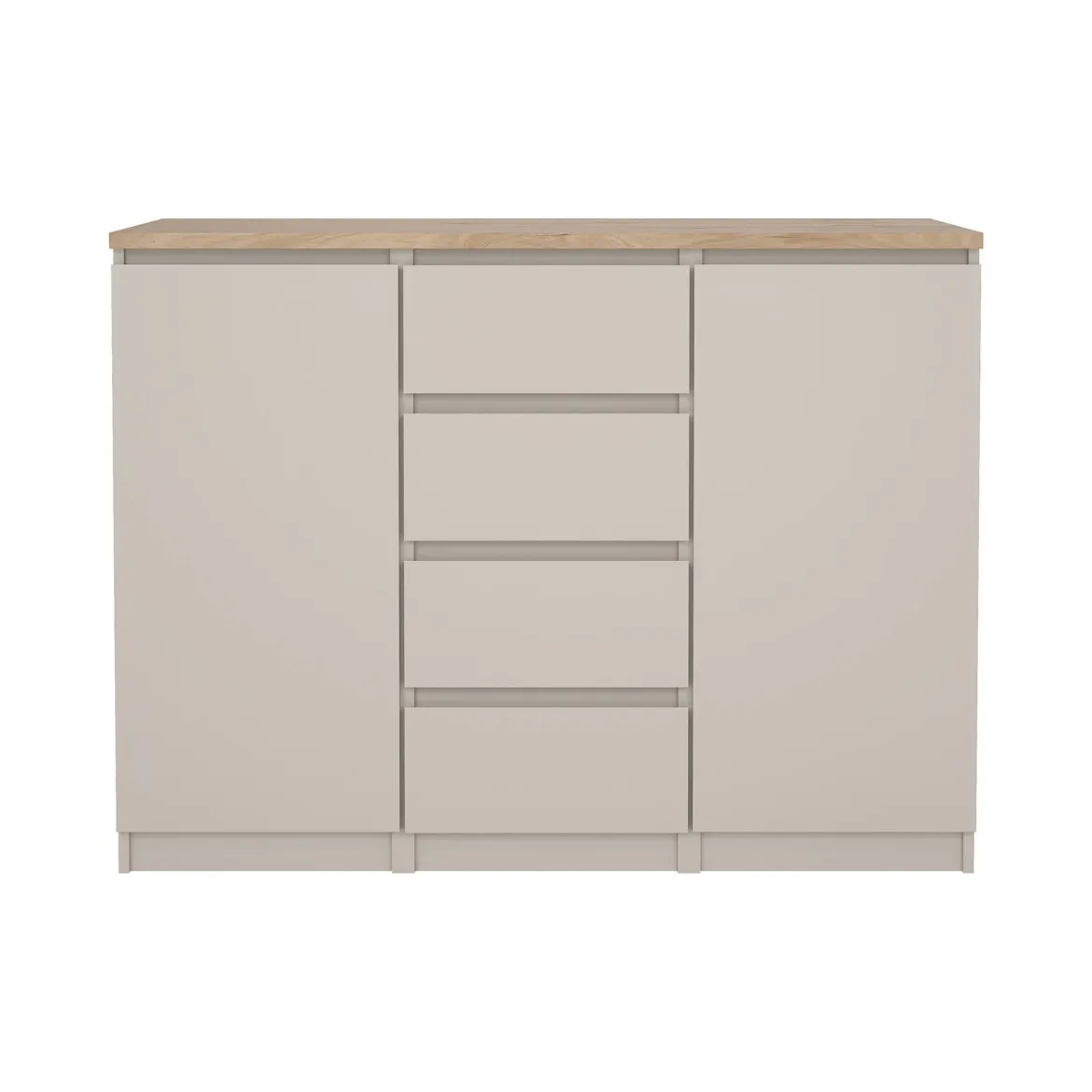 Credenza Beige 4 Cassetti 2 Ripiani 121x50x91h cm, Apertura Battente, Scorrevole - Angelika