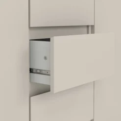 Credenza Beige 4 Cassetti 2 Ripiani 121x50x91h cm, Apertura Battente, Scorrevole - Angelika