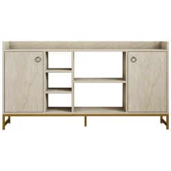 Credenza Beige Marmo 3 Ripiani 2 Ante 160x40x85h cm, 7 Vani - Gorzegno