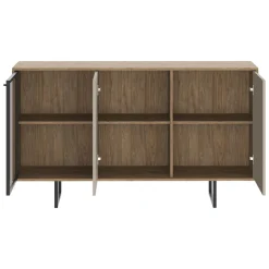 Credenza Beige Marrone Noce 3 Ripiani Apertura Battente 184x40x87h cm, 3 Ante - Terinese