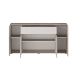Credenza Beige Marrone Noce un Cassetto 3 Ripiani 170x40x85h cm, Apertura Battente - Cirimido