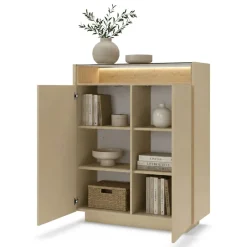 Credenza Beige Marrone 4 Ripiani Apertura Battente 103x40x119h cm, 2 Ante - Halane