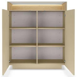 Credenza Beige Marrone 4 Ripiani Apertura Battente 103x40x119h cm, 2 Ante - Halane