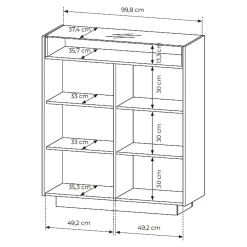Credenza Beige Marrone Rovere 4 Ripiani Apertura Battente 103x40x119h cm, 2 Ante - Halane
