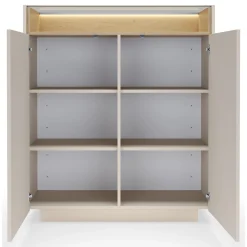 Credenza Beige Marrone Rovere 4 Ripiani Apertura Battente 103x40x119h cm, 2 Ante - Halane