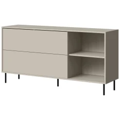 Credenza Beige Nero 2 Ripiani Apertura a Ribalta 150x39x75h cm, 2 Ante - Cogoleto