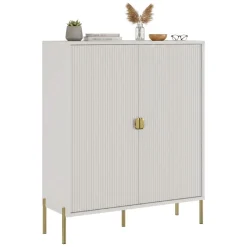 Credenza Beige oro Cassetti 4 Ripiani 104x40x129h cm, Apertura Battente - Wallis