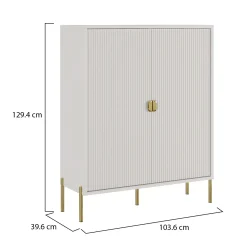 Credenza Beige oro Cassetti 4 Ripiani 104x40x129h cm, Apertura Battente - Wallis