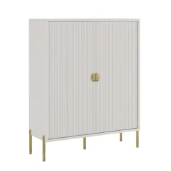 Credenza Beige oro Cassetti 4 Ripiani 104x40x129h cm, Apertura Battente - Wallis