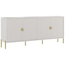 Credenza Beige oro Cassetti 4 Ripiani 203x49x83h cm, Apertura Battente - Arpina