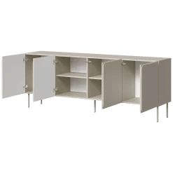 Credenza Beige 2 Ripiani Apertura Battente 200x42x75h cm, 4 Ante - Canino