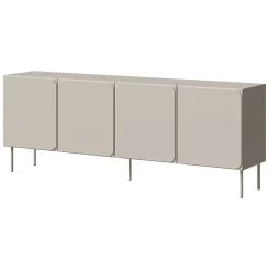 Credenza Beige 2 Ripiani Apertura Battente 200x42x75h cm, 4 Ante - Canino
