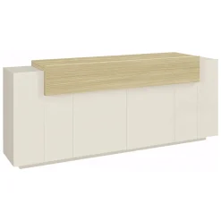 Credenza Beige 3 Ripiani Apertura Battente, a Ribalta 200x45x85.5h cm, 5 Ante - Pulfero