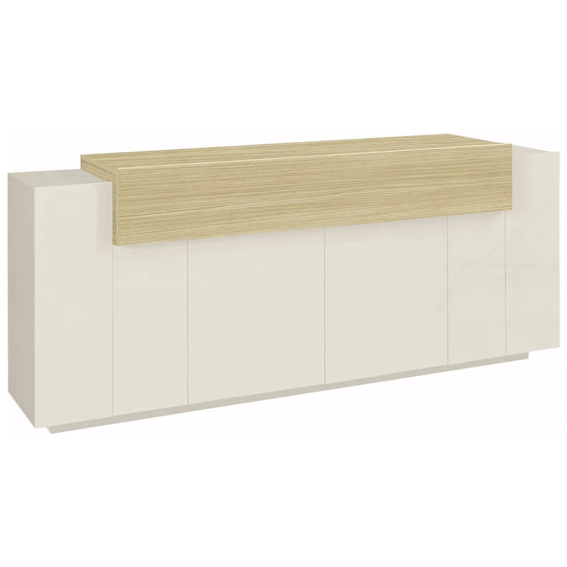 Credenza Beige 3 Ripiani Apertura Battente, a Ribalta 200x45x85.5h cm, 5 Ante - Pulfero
