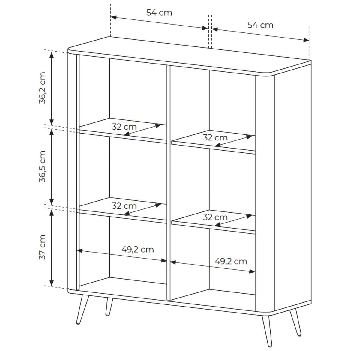 Credenza Beige 4 Ripiani Apertura Battente 113x38x134h cm, 2 Ante - Nerrio