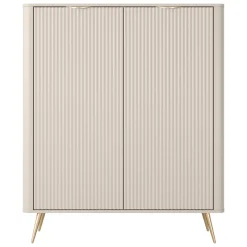 Credenza Beige 4 Ripiani Apertura Battente 113x38x134h cm, 2 Ante - Nerrio